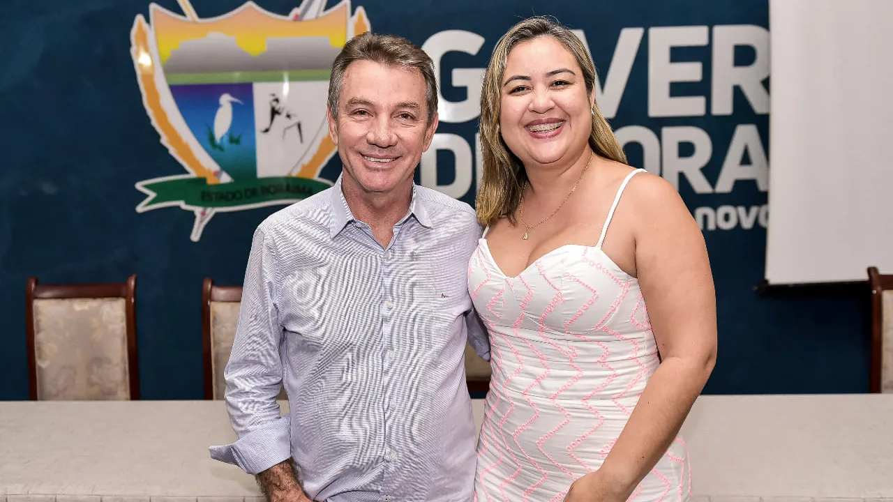 O governador Antonio Denarium com a secretária estadual de Saúde, Cecília Lorenzon (Foto: Secom-RR)